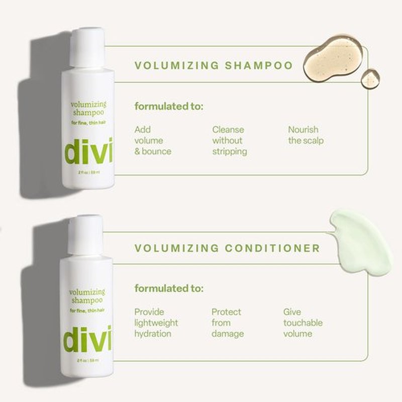 Divi Volumizing Shampoo for Women and Men - Lightweight Volume Shampoo for Fine Hair - Formulated to Cleanse, Nourish and Balance the Scalp - Travel Size, 2oz