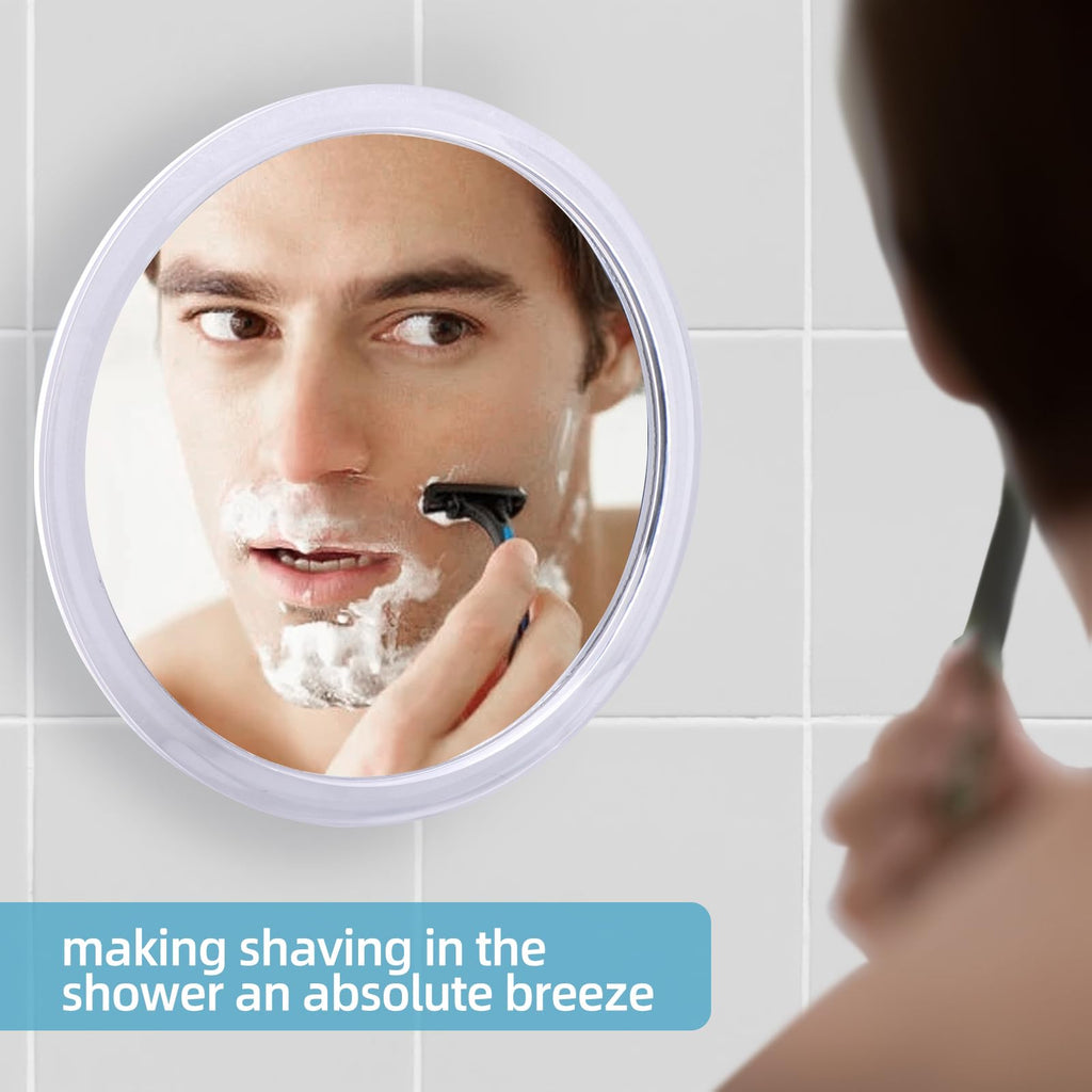 YoHumk Fogless Shower Mirror for Shaving and Makeup with 3 Removable Powerful Suction Cups, Shatterproof Anti Fog Mirror for Shower and Bathroom, Glassless Safety Kids Mirror