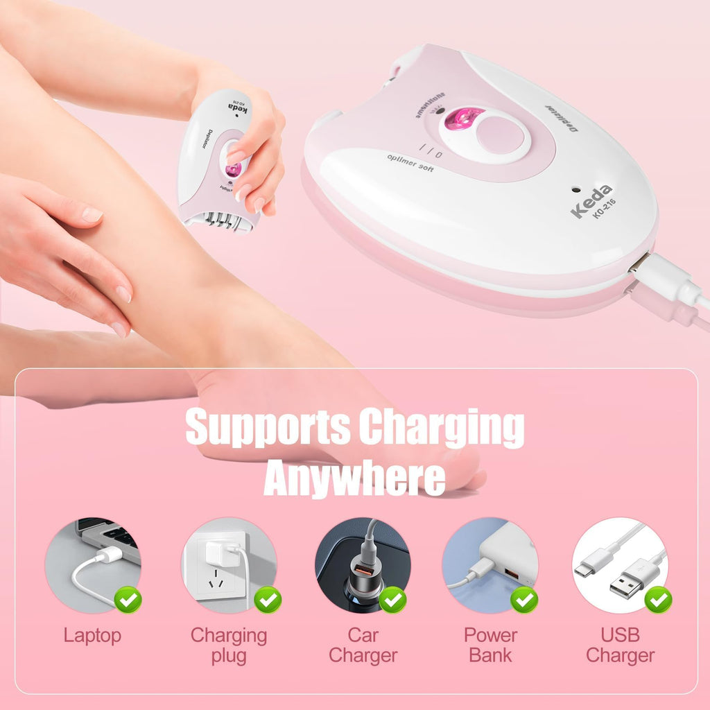Epilator,2026 Upgraded Epilator for Women Rechargeable Cordless Hair Removal Device with LED Light & Dual Speeds, for Facial, Bikini, Arm, Leg, and Armpit