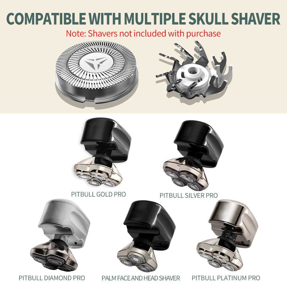 Shaver Replacement Blades for Skull Shaver Pitbull Replacement Blade,Replacement Heads for Pitbull Gold/Silver/Platinum Pro Shaver (4 Blades)
