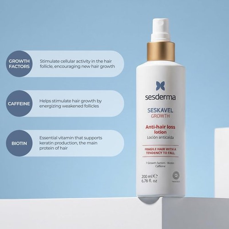 Sesderma SESKAVEL GROWTH Anti-Hair Loss Lotion - Strengthen Hair & Promote Growth | 6.8 fl oz