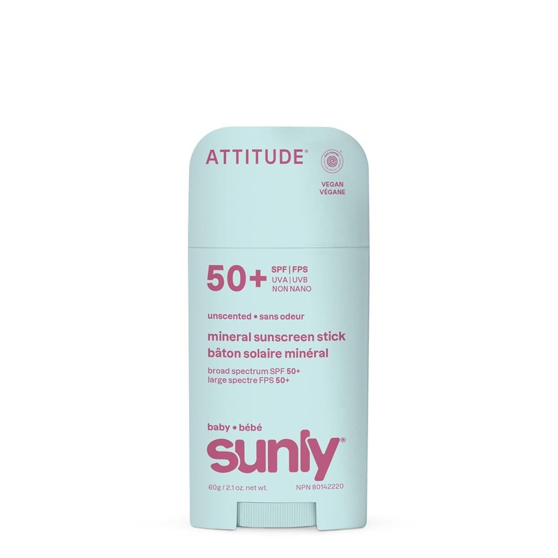 ATTITUDE Baby Mineral Sunscreen Face Stick SPF 50 - Broad Spectrum Zinc Oxide, EWG Verified, Vegan