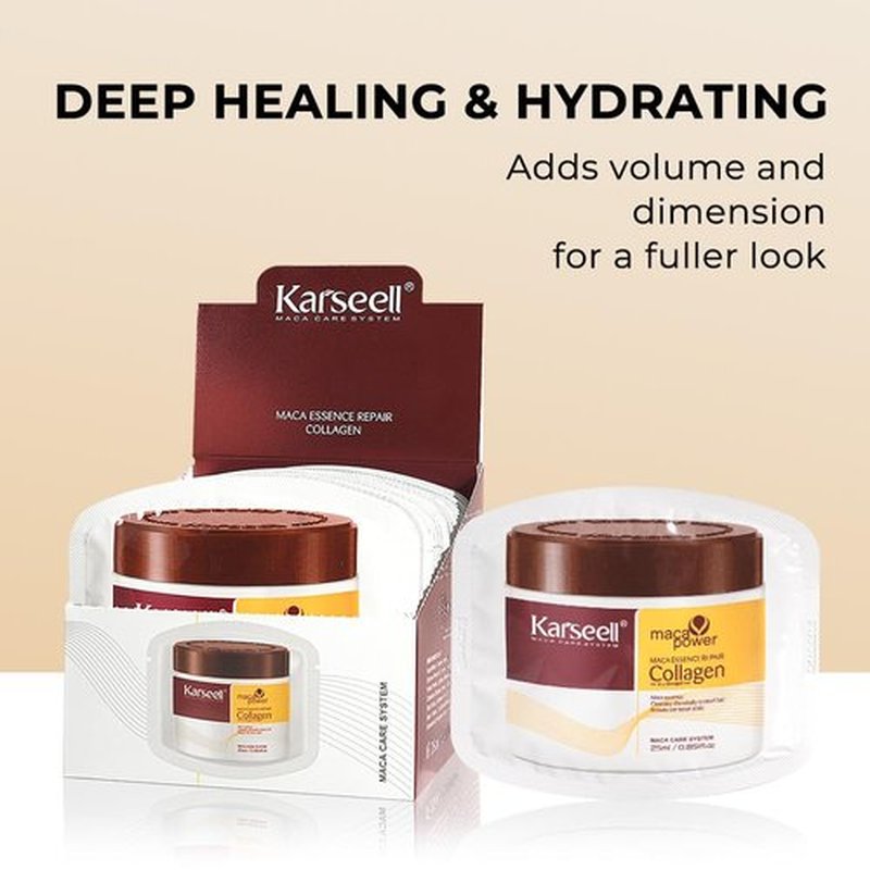 Karseell Collagen Hair Treatment Deep Repair Conditioning Argan Oil Collagen Hair Mask Essence for Dry Damaged Hair All Hair Types 25ml/ 0.34oz（24 packs