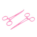 AAProTools Lot of 2 Straight & Curved Mosquito Hemostat Forceps Locking Clamps 5" Pink Color Stainless Steel