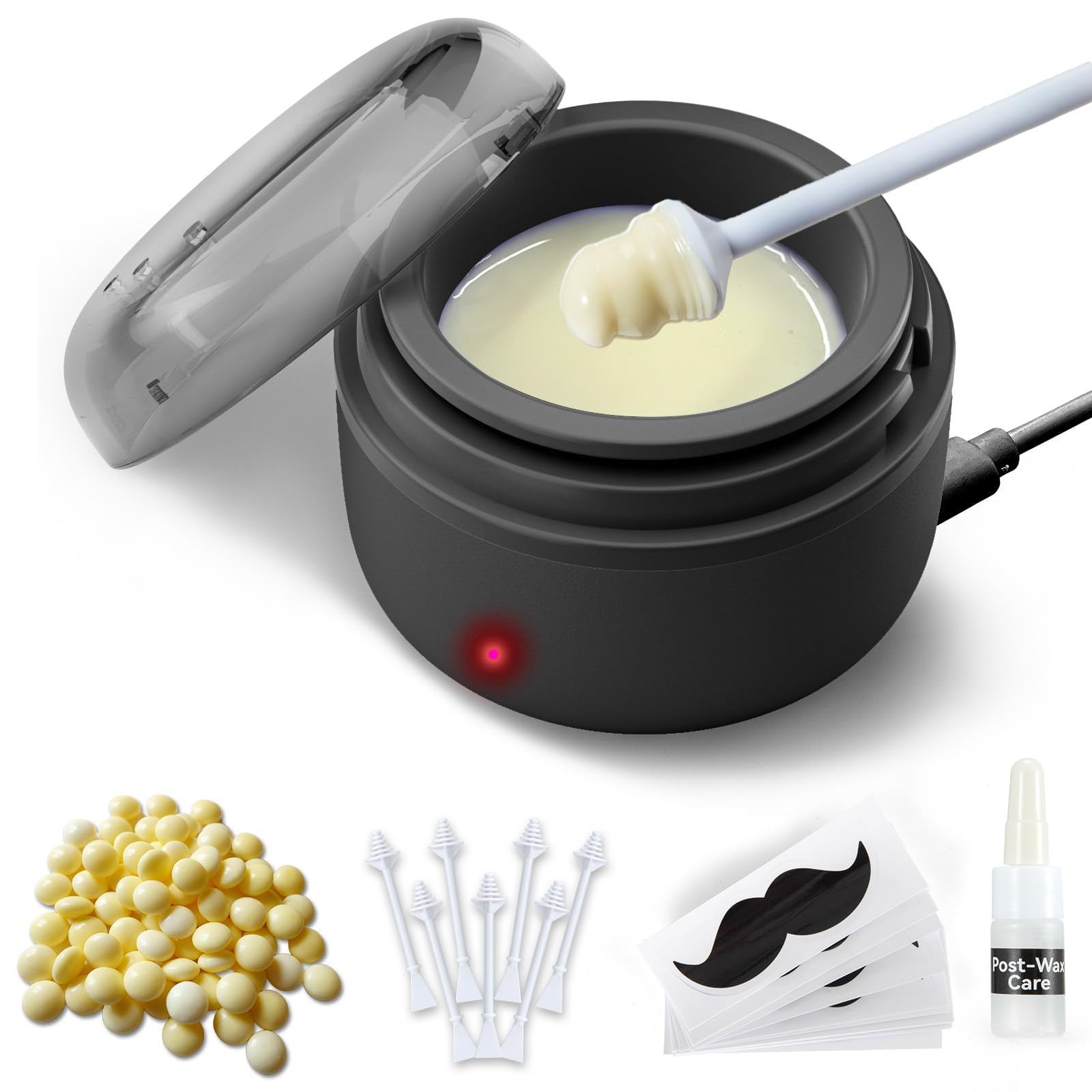 SUERBEATY Nose Wax Kit Men, Nose Hair Wax Kit, 30 Applicators, 15-20 Times, Wax Nose Ear Removal Kit For Men and Women, Usb Rapid Heating, Constant Temperature, Painless, Blue