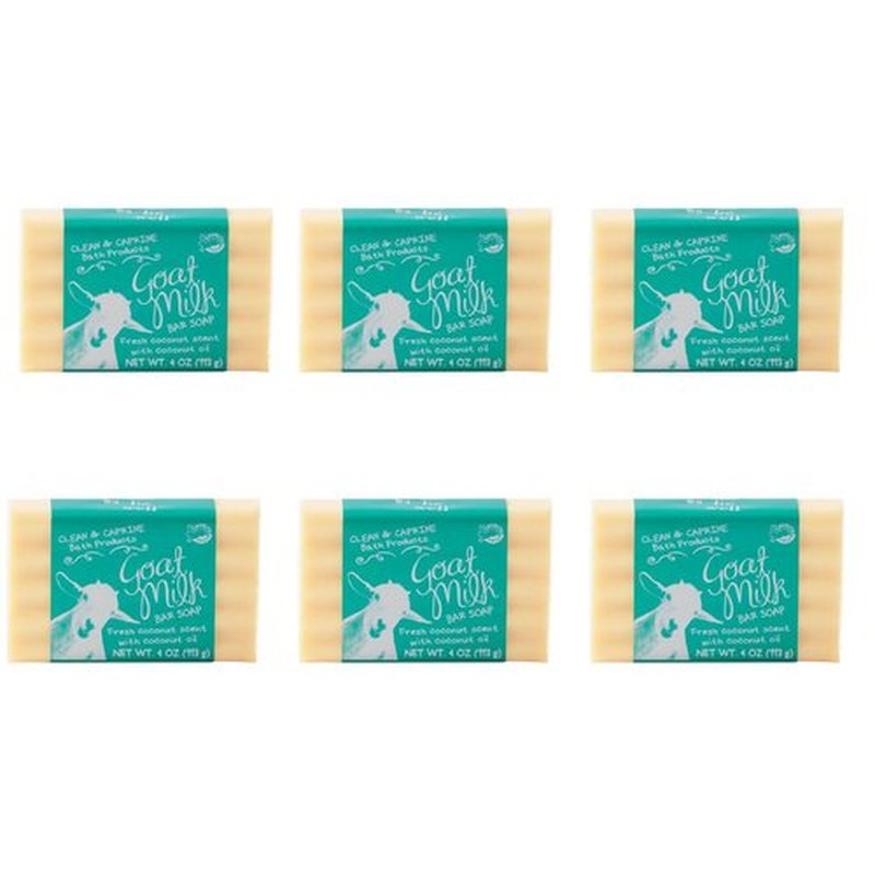 San Francisco Soap Company Goat Milk Soap Bar Pack of 6 – Fresh Coconut & Goat Milk (4 Ounce x 6) | Moisturizing Natural Body Soap with Nourishing Shea Butter | Hydrating Skincare for All Skin Types |