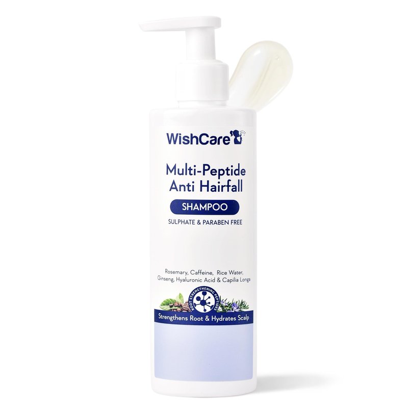 WishCare Multi Peptide Anti Hairfall Shampoo - Rice Water, Rosemary, Capilia Longa, Hyaluronic Acid & Caffeine 250ml