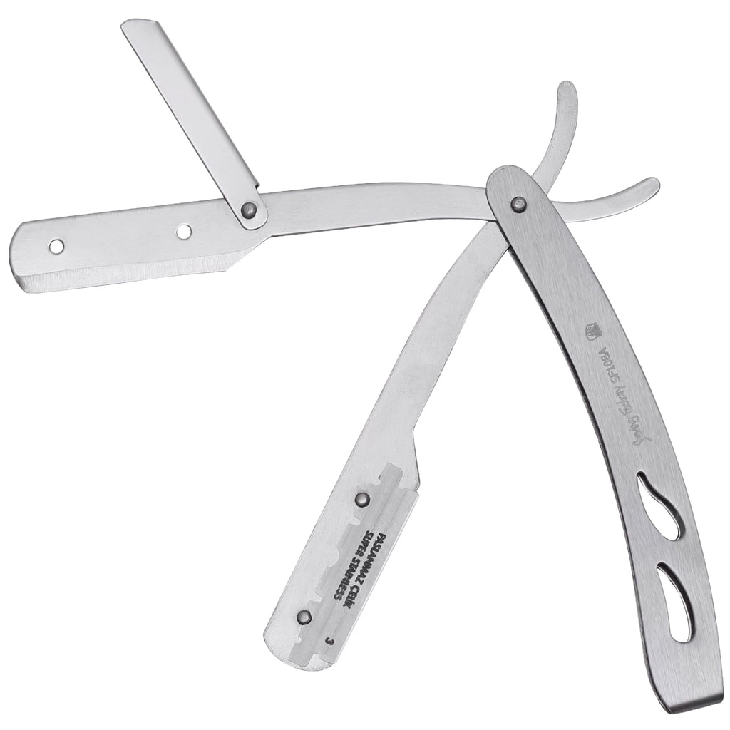 the shave factory Straight Edge Razor Kit - with Single | Stainless Steel razors for men from (Matte / 200 Derby Premium Blades)