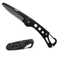 KINTEGOOD Stainless Steel Folding Beard Comb, Portable Mustache Comb, Beard Grooming Kit - Black