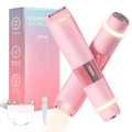 Bikini Trimmer for Women - 2 in 1 Electric Razors for Women Painless IPX7 Waterproof Rechargeable LED Dual Head Electric Shaver for Lady Bikini Underarm, Body, Leg, Face Hair Remove (Pink)