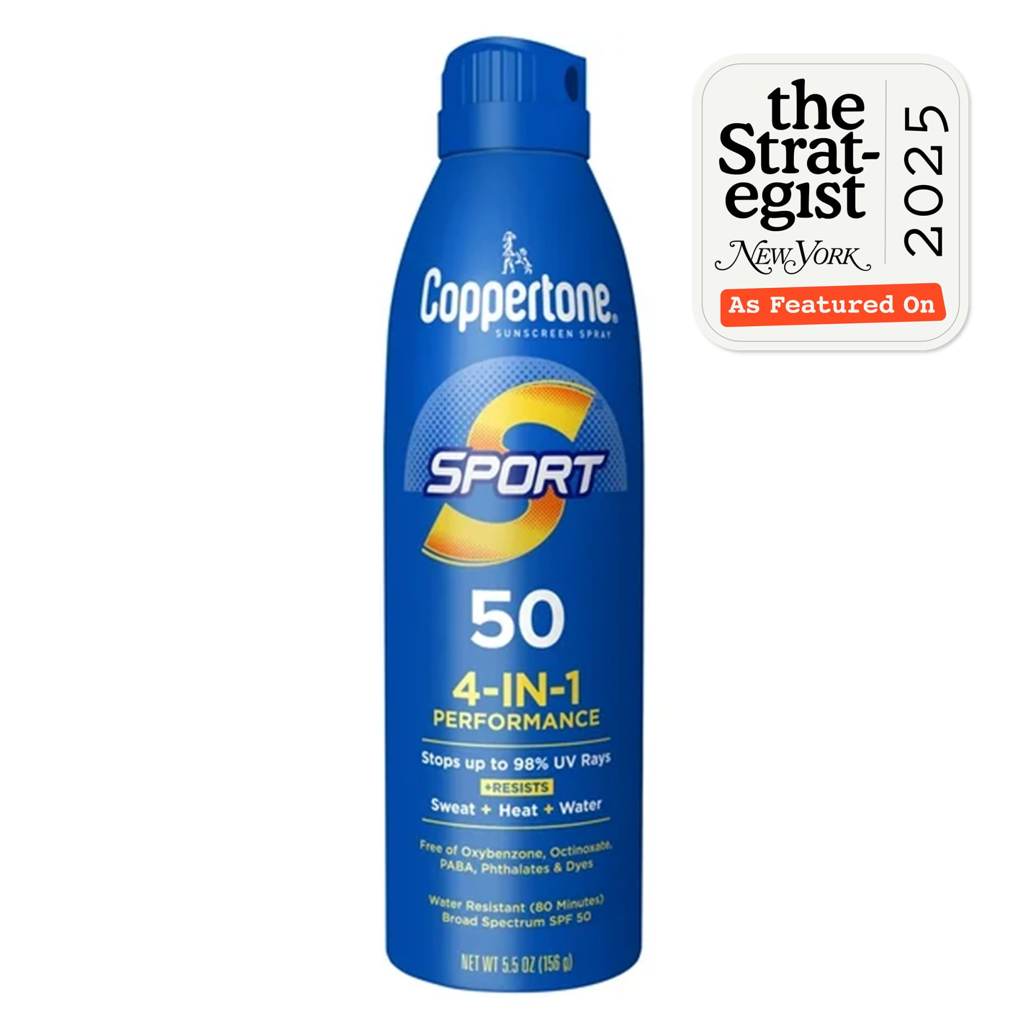 Coppertone Sport Sunscreen Spray, Broad Spectrum SPF 50 Water Resistant Spray Sunscreen, 5.5 Oz