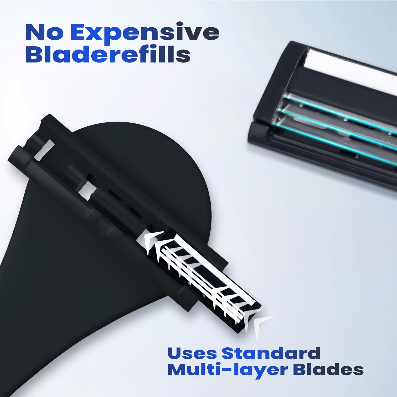ETbyto Foldable & Silicone Back Hair Body Shaver Refill Cartridges,3 Blade Razor for Men, 10 Razors Included