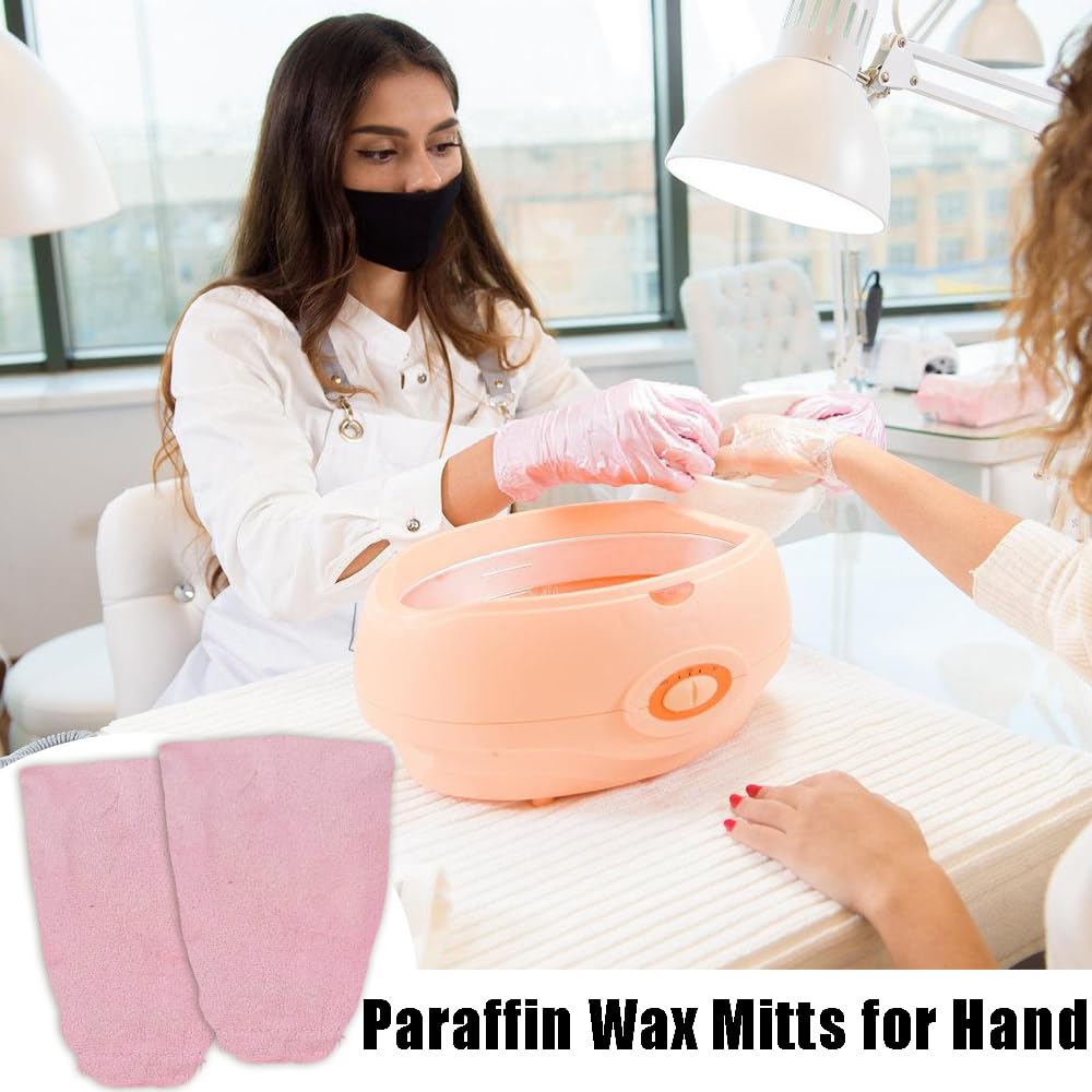 Ouliget Paraffin Wax Mitts for Hand,Paraffin Heated Hand SPA Mittens for Women,Gloves Moisturizing Cracked Hot Wax Hand Thermal Treatment Wax Accessories,Pink