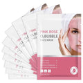 Pack of 10 Pink Rose O2 Bubble Face Masks Skincare, Spa Presents for Women, Bubble Face Sheet Mask Cleaner Foaming Purifying Facial Mask for Acne and Pores Moisturizing Beauty Sheet Masks