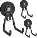 Skiennix Heavy Duty Magnetic Utility Hooks - Anti-Slip Coating for Garage & Storage | 3PCS, 2.59'' Black