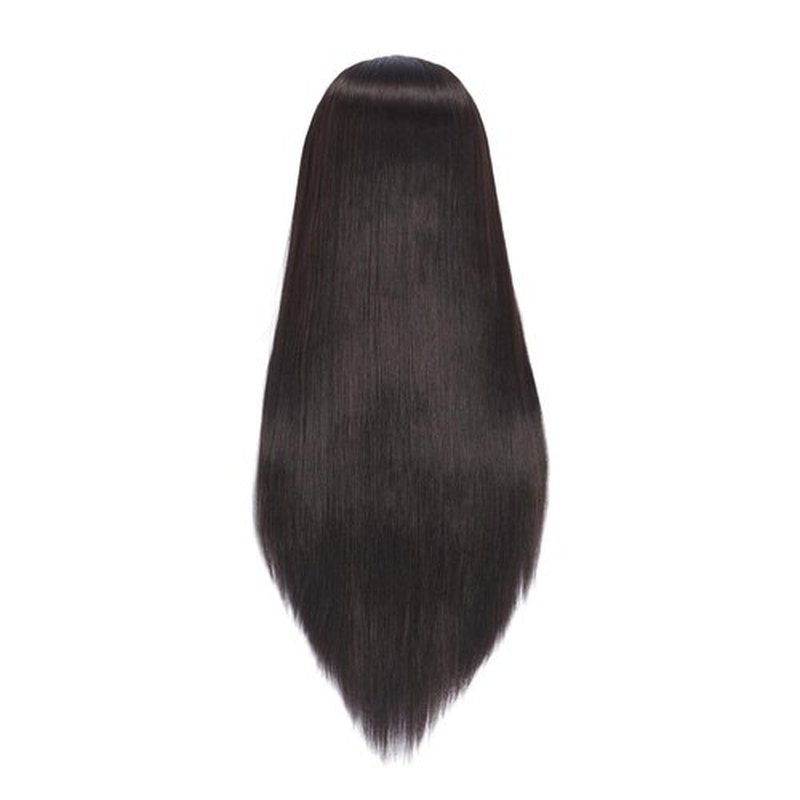 Hairingrid 26"-28" Mannequin Head Hair Styling Training Head Manikin Cosmetology Doll Head Synthetic Fiber Hair and Free Clamp Holder (Black-)