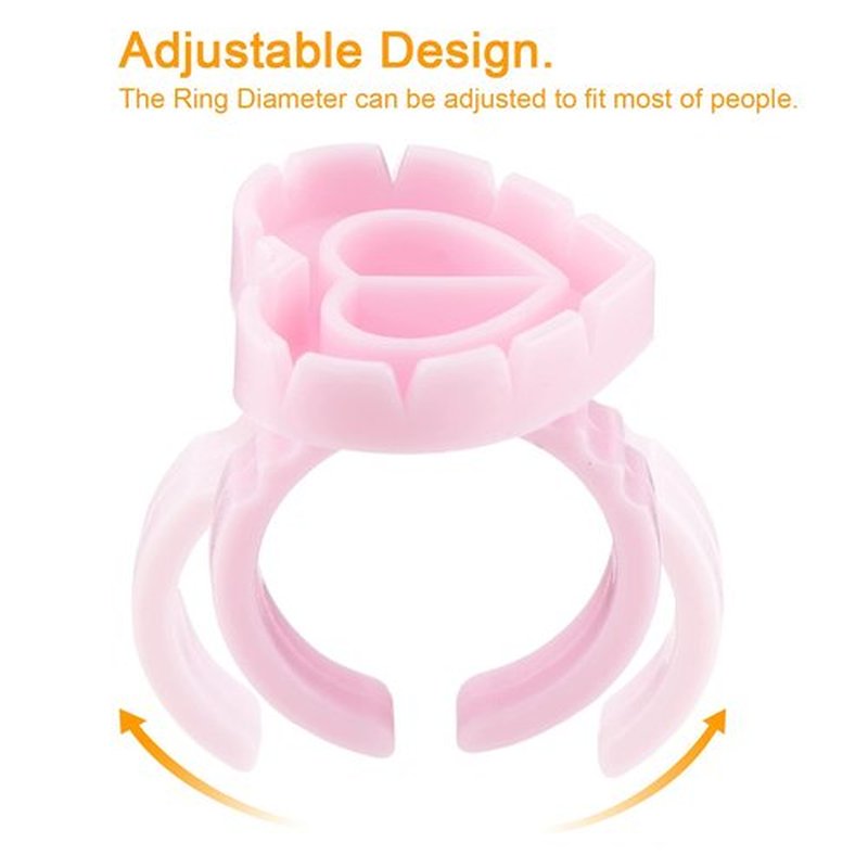 POCMKO 300PCS Heart Shape Eyelash Extension Rings, Lash Glue Cup for Volume Lashes Fan, Eyelash Extension Lash Rings