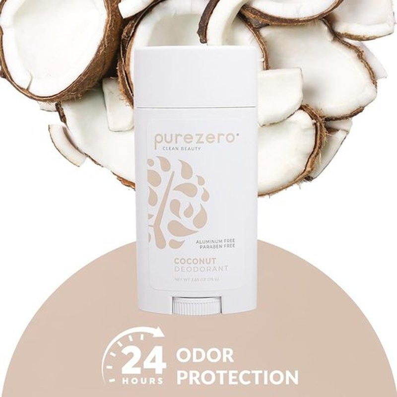 Purezero Deodorant - Coconut Scent | Aluminum & Paraben Free | 24-Hour Odor Protection with Shea Butter & Coconut Oil (1 Pack)