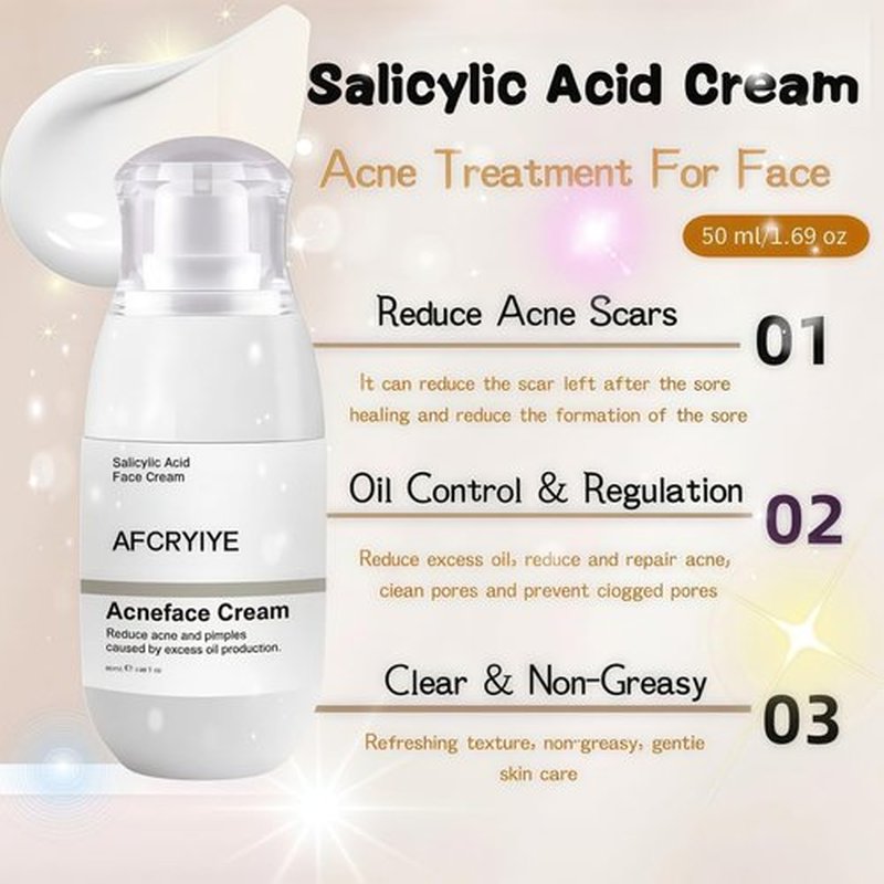 Skiennix Salicylic Acid Acne Treatment Face Cream - Oil Control & Pore Refining, Non-Comedogenic, 50ml / 1.69oz (2)