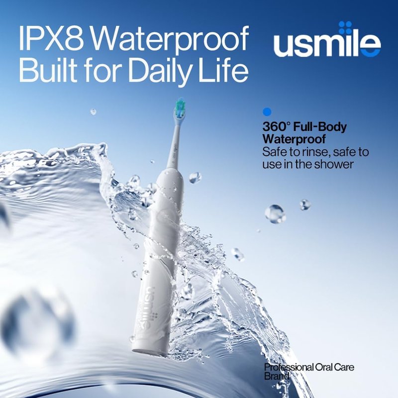 Usmile P10S Sonic Electric Toothbrush - 3 Cleaning Modes, 180-Day Battery Life, Sensitive Teeth Care, 2 Brush Heads (White)