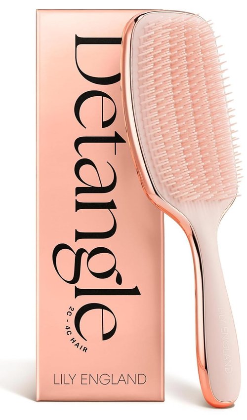 Lily England Detangling & Styling Brush - Pain-Free Rose Gold Brush for Curly Wet & Dry Hair