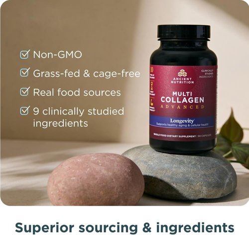 Ancient Nutrition Multi Collagen - Advanced Longevity Formula with Probiotics | 90 Count for Healthy Aging