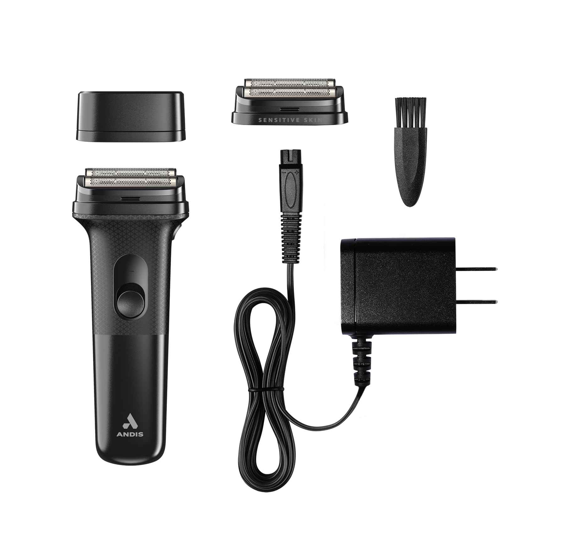 Andis 17480 Inform Lithium-Ion Electric Foil Shaver with Sensitive Skin Foil Head, Rechargeable, 10,000 SPM, Includes Blade Brush, Black
