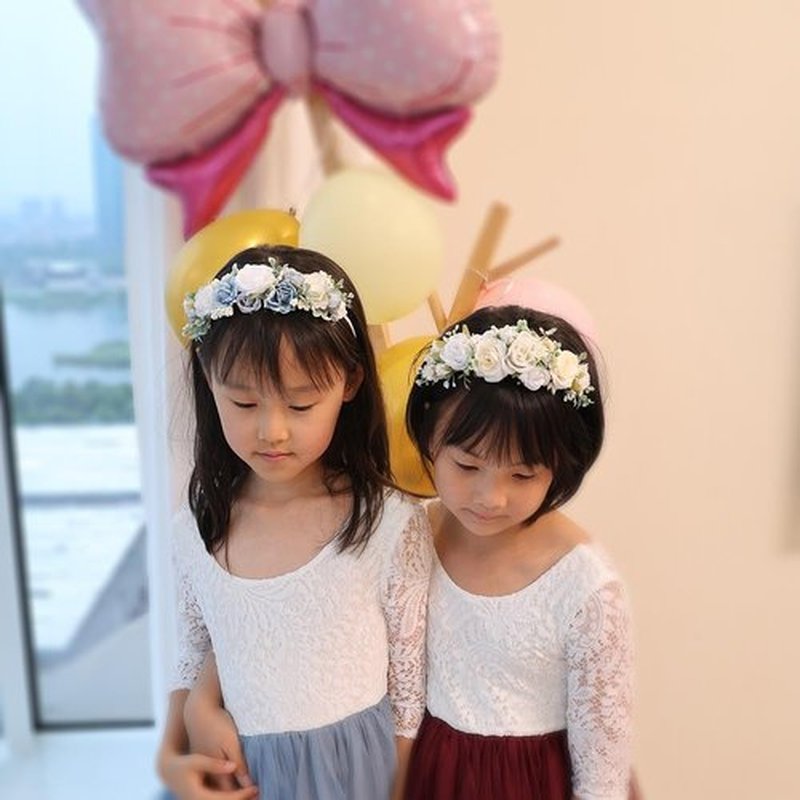 PoshMyra White Ivory Flower Crown Hairband for Girls Birthday Party Princess Floral Headband for Little Bridesmaids Wedding Photo Prop