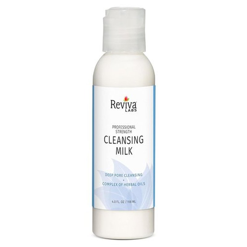 Reviva Labs Cleansing Milk - Gentle Facial Cleanser with Aloe & Botanical Oils - Hydrating Vegan Face Wash for Sensitive Skin - 4 fl oz