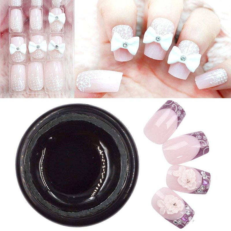 YesLady Nail Art Extension Builder Glue Super Sticky Rhinestone UV Gel 8ml Glue Set for Jewelry Gems with Brush Tools