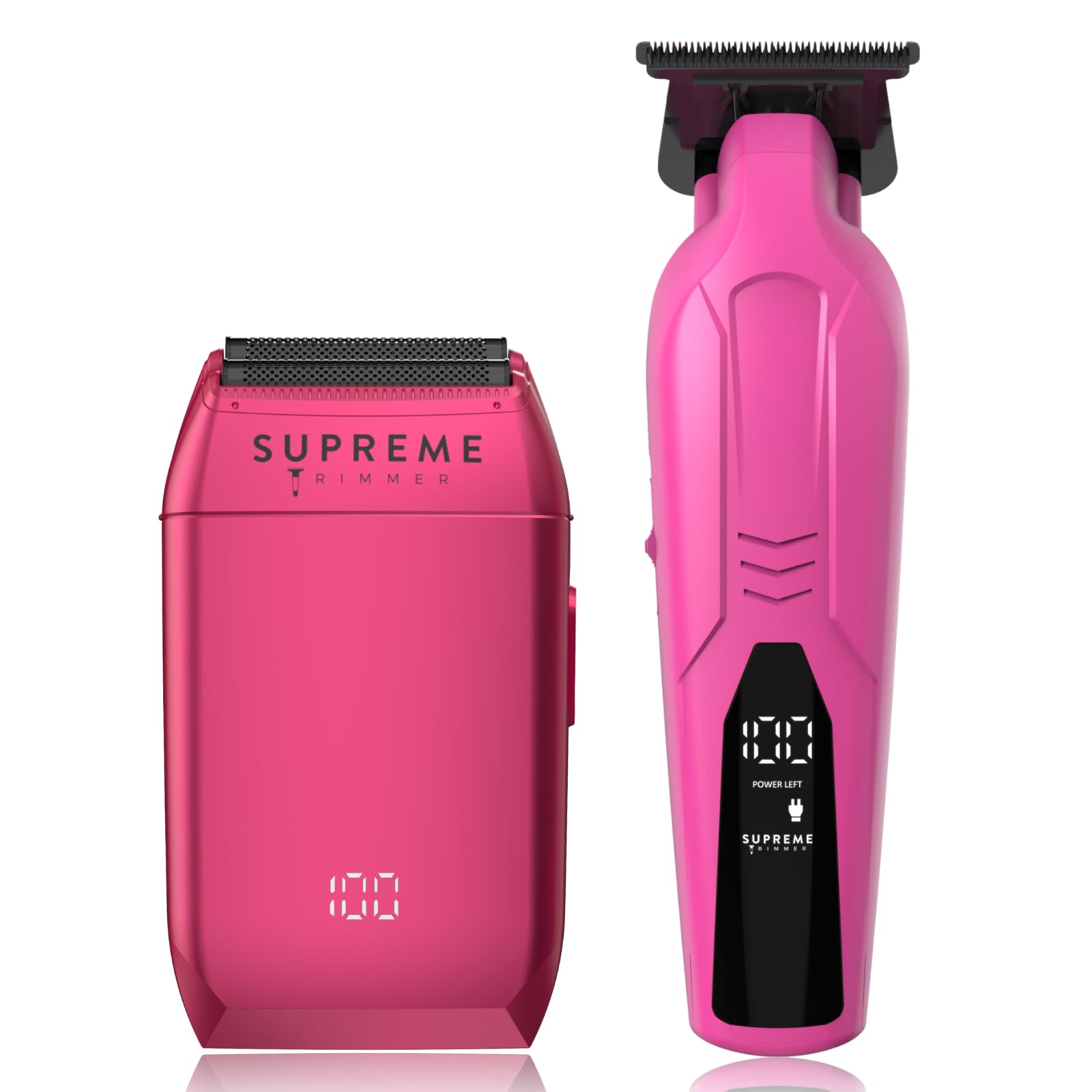 Supreme Trimmer Vader Trimmer & Crunch Foil Shaver Barber Haircutting Kit | Professional DLC T-Blade Beard Trimmer & Waterproof IPX6 Shaver Set | Pink