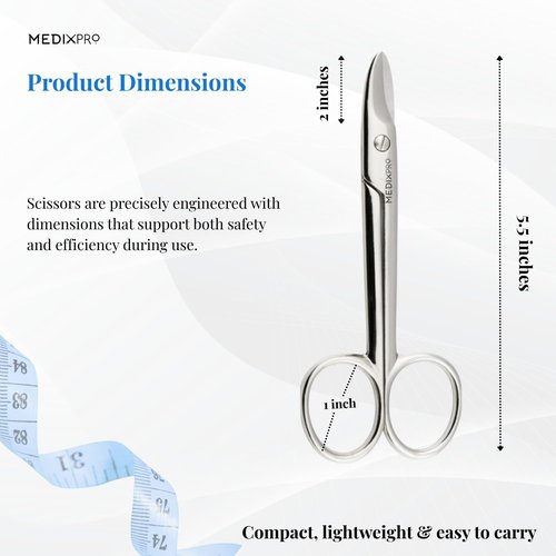 MedixPro Toenail Scissors Stainless Steel for Nail Scissors.Safety, Cosmetic & Heavy Duty Precision Cuticle Cutting Scissors for Manicure & Pedicure Grooming ingrown Toenails for Men, Women and Kids.