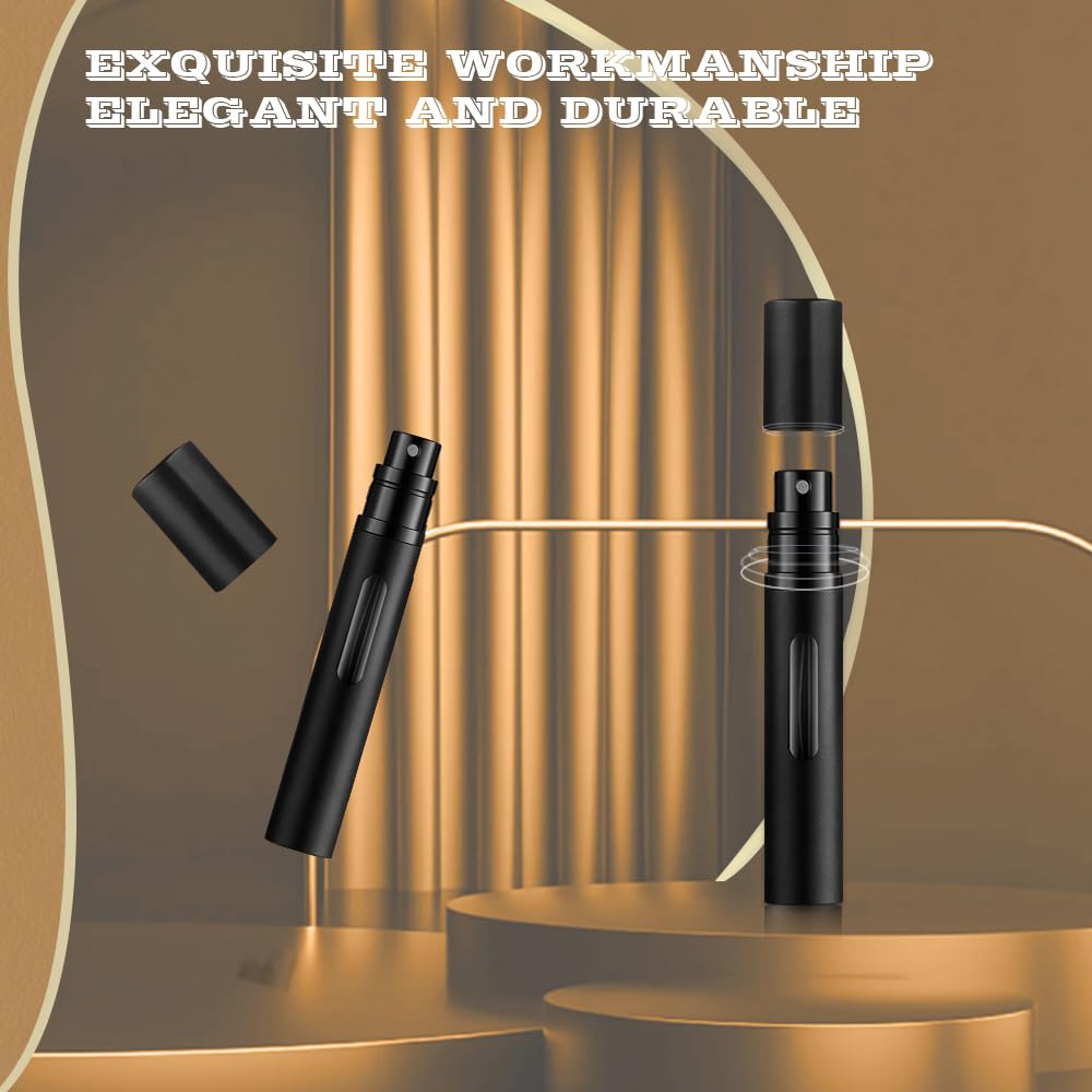 DIOHIO 10ml Perfume Atomizer Travel Refillable, 3PCS Perfume Travel Refillable Bottle,Bottom-Filling Fragrances Perfumes Bottle,Mini Cologne Dispenser,Portable Sprayer（Black-Grey-Silver）