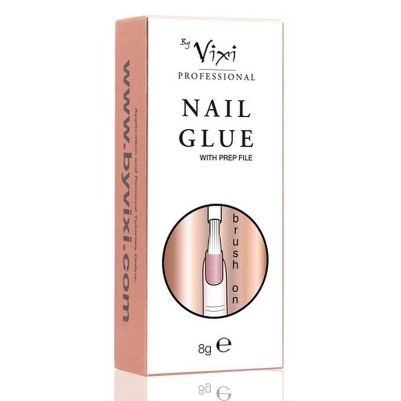 8ml x3 By Vixi Extra Strong Nail Glue with Brush and Free PREP File Clear Instant Dry Adhesive, Professional Salon Quality