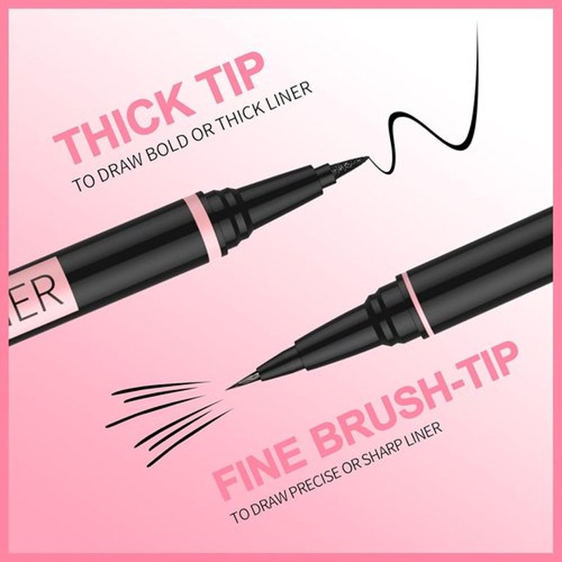 iMethod Liquid Eyeliner - Waterproof 2-in-1 Dual-Ended Liner with Precise Brush & Thick Tip | Black Matte Finish, Long-Lasting, Smudge-Proof