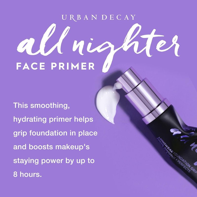Urban Decay All Nighter Face Primer - Hydrating & Smoothing Base for Flawless Makeup | Lightweight, Paraben-Free, Vegan