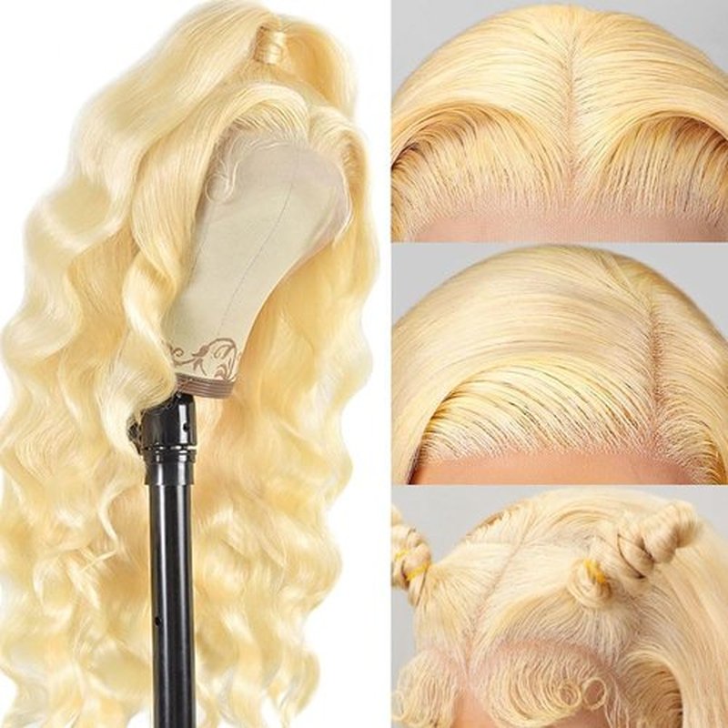 HELLOSH 32 Inch 613 Lace Front Wig Human Hair 200 Density Blonde Wig Human Hair 613 13X6 Body Wave Lace Front Wigs Human Hair Pre Plucked 613 HD Lace Frontal Glueless Wigs For Women