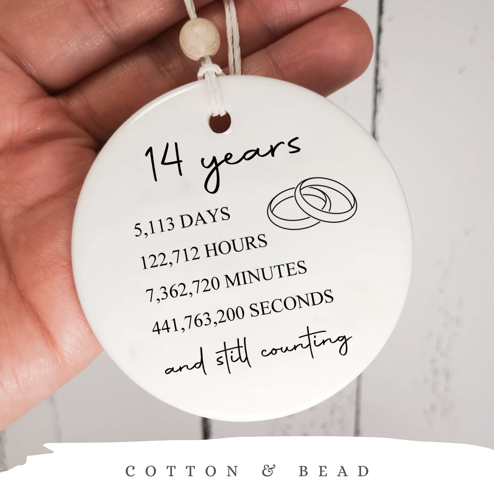 14th Wedding for Her or Him, 14 Years Marriage Gift for Couple, Ivory Anniversary Present for Wife Husband