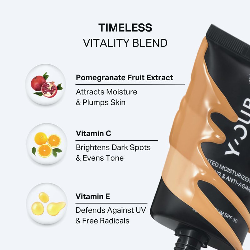 Y'OUR Tinted Moisturizer SPF 30 - Anti-Aging Hydrating BB Cream for All Skin Types | 1.35 oz (Deep)