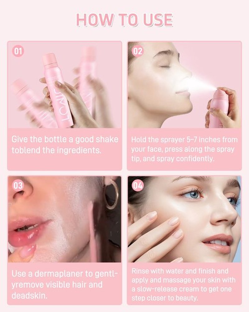 Hair Identifier Spray for Face Shaving Powder Spray Women with Soothing Cream | Pre-Shave Hair Revealer for Face & Body | Gentle on All Skin Types