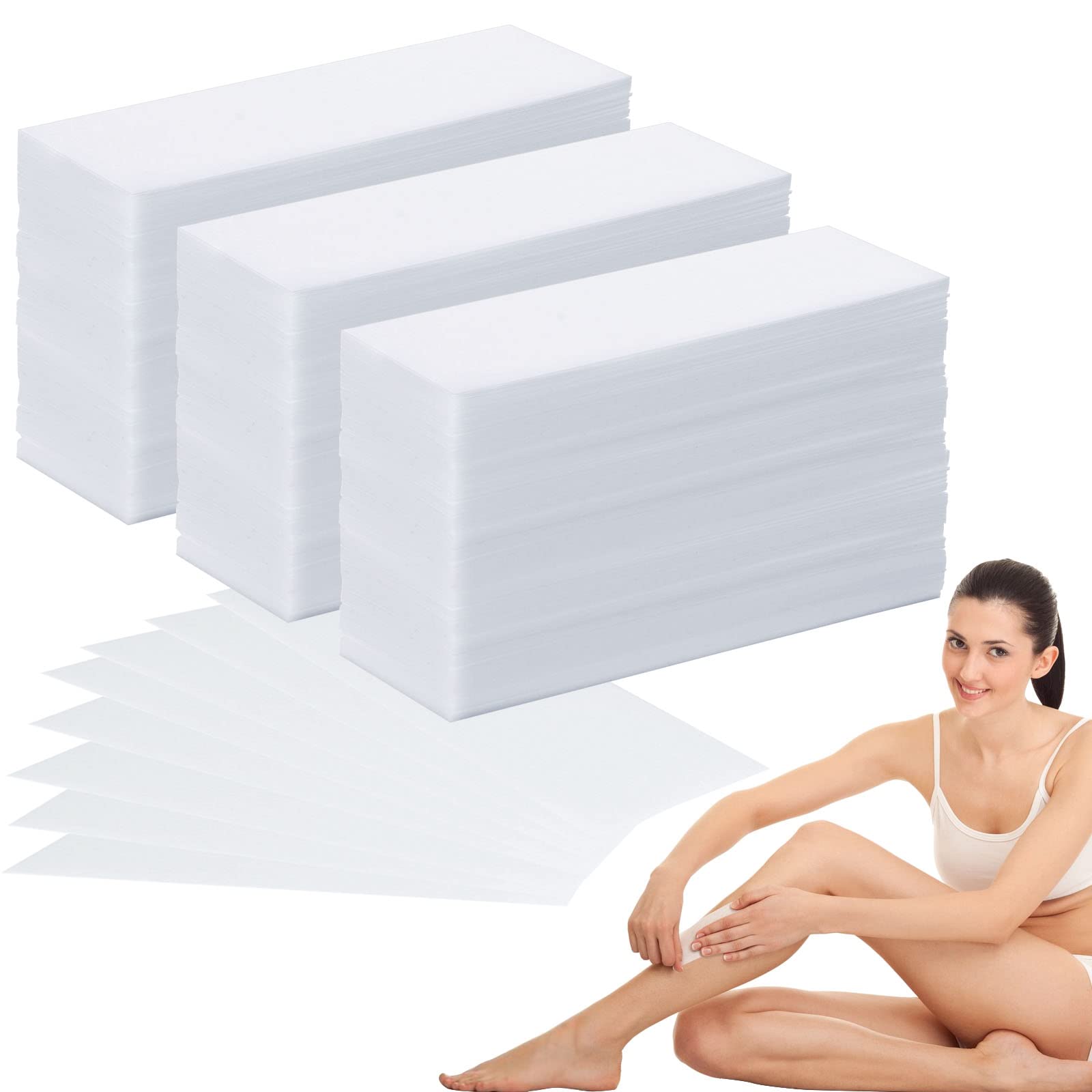 SEPGLITTER 300 Pcs Wax Strips for Hair Removal, 1.6 x 3.9 Inch Wax Paper