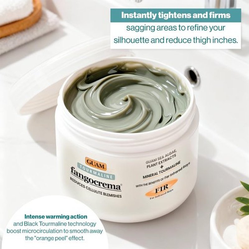 GUAM Fangocrema Anti-Cellulite Cream - Seaweed & Tourmaline FIR for Skin Tightening | Hot Gel with Caffeine (10.5 Oz)