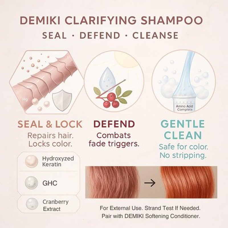 DEMIKI Shampoo for Women,Japanese Shampoo for Oily Hair, Keratin Care,Organic Rose Scent, Pink, Clarifying, Moisturizing, Anti Dandruff, Volumizing Hair Care, Sulfate Free & Paraben Free, 450ml,16oz