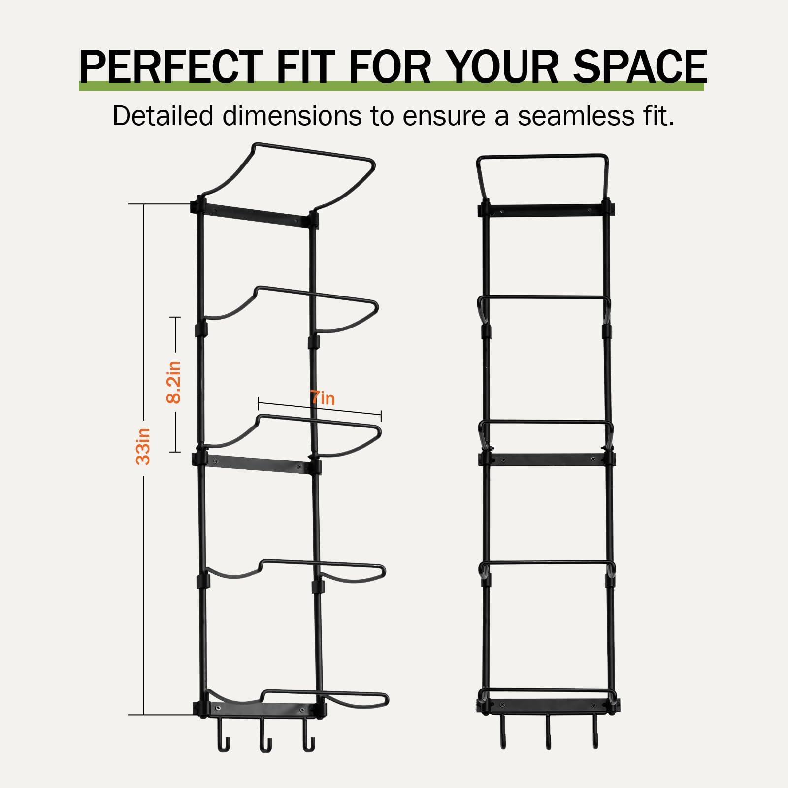 Slim Panda Yoga Mat Holder Wall Mount With Mesh Bag,Yoga Accessories Storage Rack,Home Gym Organizer with 5-Tier & 3 Hooks for Hanging Yoga Mats, Foam Roller, Resistance Bands & Yoga Accessories