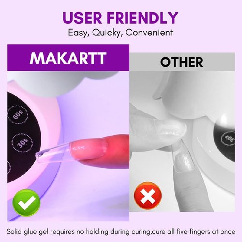Makartt Solid Nail Glue Gel: Extra Strong Gel Nail Glue for Press On Nails & Fake Tips Long-Lasting Strong Adhesion Nails Glue for Acrylic Nails Clear 3D Gels for Nail Art Home Salon UV Light Cured