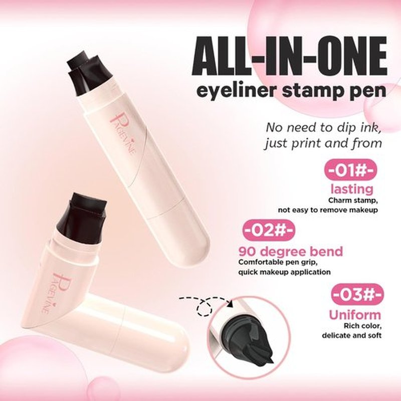 Foldable Eyeliner Stamp Pen - Dual-Ended Wing Stamps for Perfect Cat Eye | Waterproof, Smudge-Proof, Long-Lasting Black