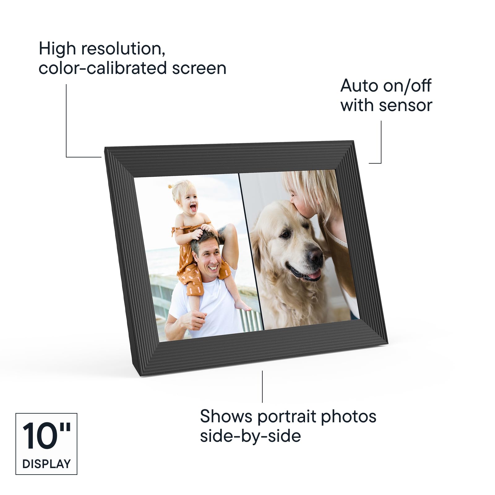 Aura 10" HD WiFi Digital Picture Frame – Free Unlimited Cloud Storage – Send Photos from Phone – No Subscription – Auto On/Off – Gift for Parents & Grandparents (Gravel, 10")