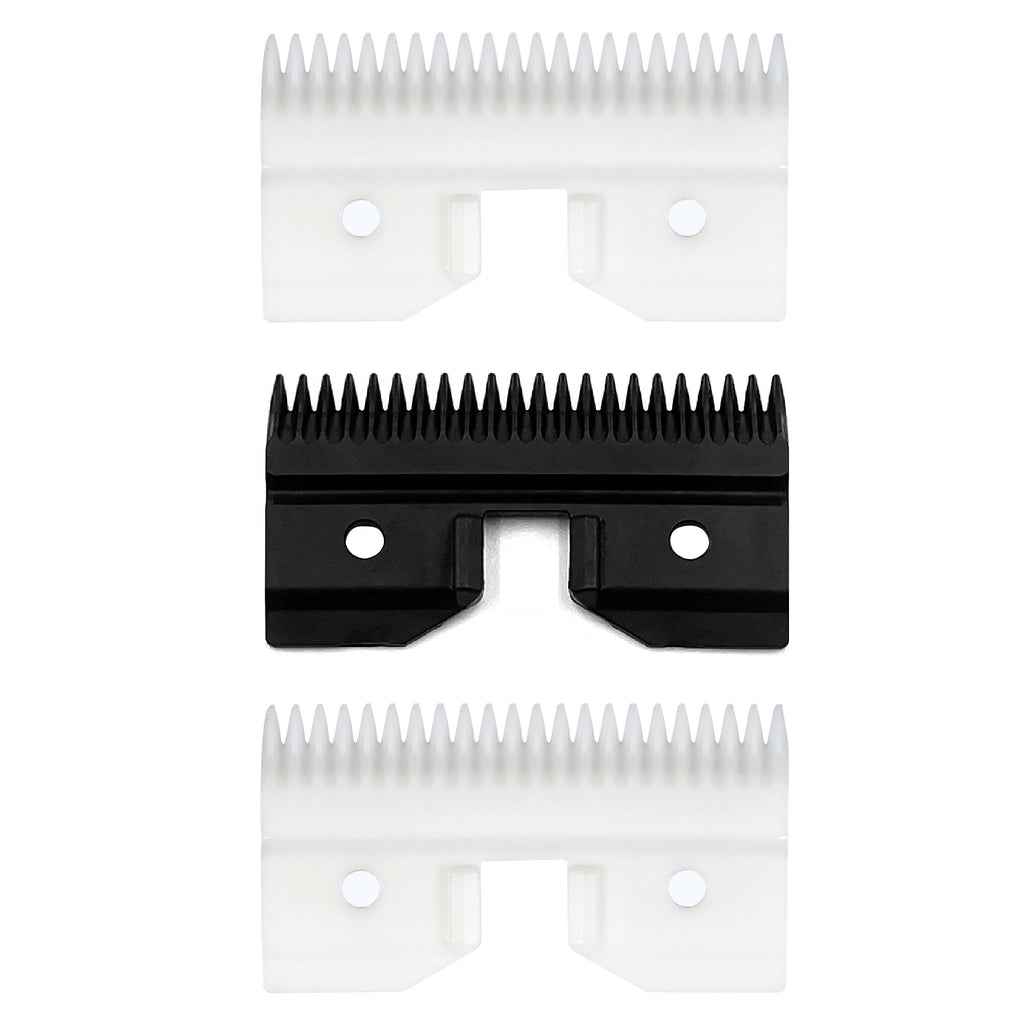 3PCS Ceramic Coarse Pet Replacement Blade Cutter Compatible with Andis 64440, Oster A5, Wahl KM Series Clipper, 22Teeth White and Black Ceramic Blade Cutter