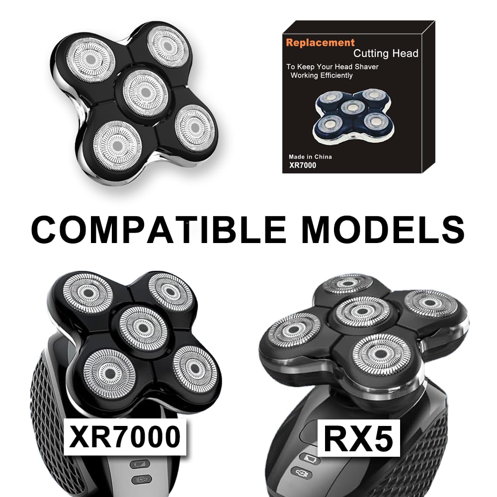 XR7000 Replacement Heads for Re-mington Head Shaver, 5 Rotary Blades Replacement Cutter Head, Compatible with Re-mington XR7000, Restores Shaving Performance, Easy to Install (3 Packs)