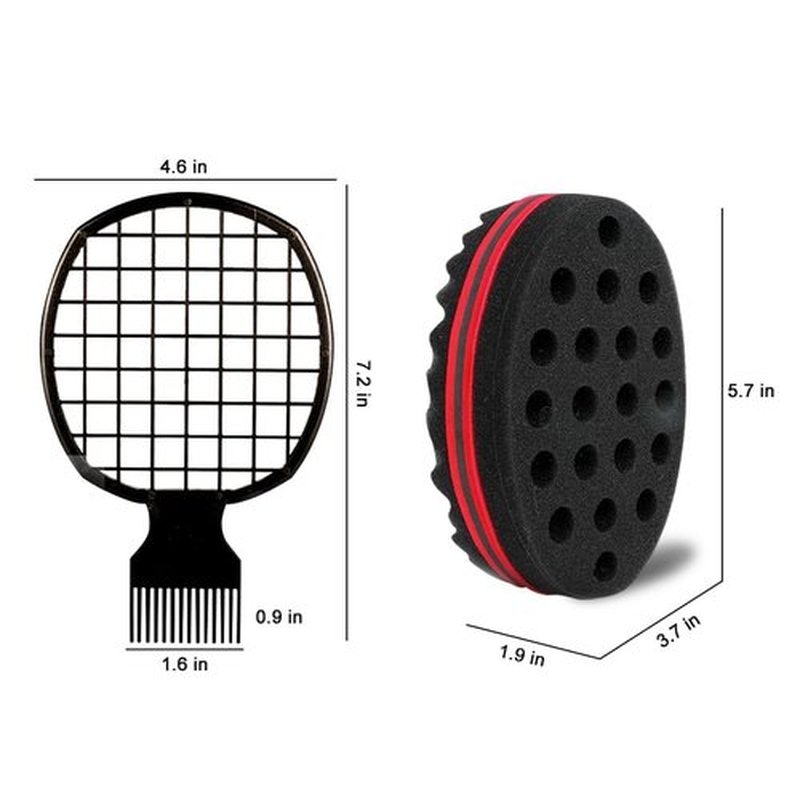 3 Pcs Afro Twist Upgrade Set: Hair Sponge Double-sided and 2 Twist Comb, Curl Sponge Hair Brush for Women Men Barber Personal Styling